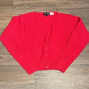 NWOT vintage Gene Ewing fuchsia floral cropped cardigan sweater